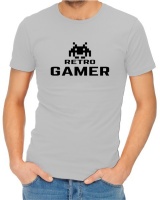 Retro Gamer Menâ€™s Grey T-Shirt Photo