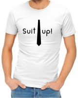 Suit Up Menâ€™s White T-Shirt Photo