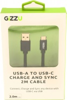 Gizzu - USB 2.0 A to USB-C 2m Cable - Black Photo