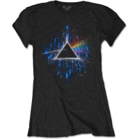 Pink Floyd Dark Side of the Moon Blue Splatter Women's Black T-Shirt Photo