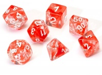 Sirius Dice - Set of 7 Polyhedral Dice - Cloud Red Clear & White Photo
