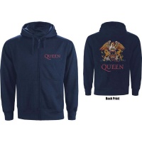 Queen Classic Crest Backprint Menâ€™s Navy Zip-up Hoodie Photo