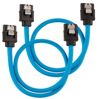 Corsair - Premium Sleeved SATA 6Gbps 30cm Cable - Blue Photo