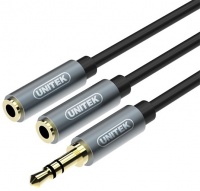 Unitek 0.2m 3.5mm Male Jack to 2 3.5mm Female Jack Audio Cable - Black Photo