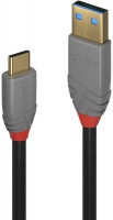 Lindy 1.5m USB 3.1 Type-C to Type-A Cable - Black and Grey Photo