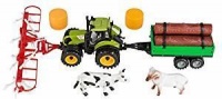 Idena Straw Tractor Set with Trailer for Wood Turner Photo