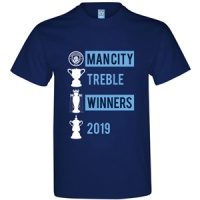 Manchester City Treble Winners 18/19 Men's Navy T-Shirt Photo