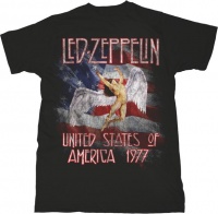 Led Zeppelin - Stars N' Stripes USA '77 Mens Black T-Shirt Photo