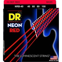 DR NRB-40 Neon Red 40-100 Light Nickel Plated Steel Red Coated Bass Guitar Strings Photo