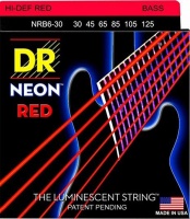 DR NRB6-30 Neon Red 30-125 Medium Nickel Plated Steel 6-String Red Coated Bass Guitar Strings Photo