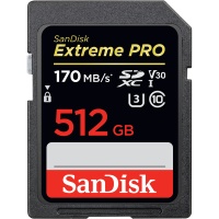 Sandisk - Extreme PRO 512GB SDXC Memory Card Up to 170MB/s Class 10 U3 V30 Photo