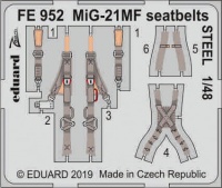 Eduard - Photoetch : 1/48 - MiG-21MF Seatbelts STEEL Photo