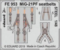 Eduard - Photoetch : 1/48 - MiG-21PF Seatbelts STEEL Photo