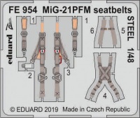 Eduard - Photoetch : 1/48 - MiG-21PFM Seatbelts STEEL Photo