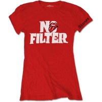 The Rolling Stones - No Filter Header Logo Ladies T-Shirt - Red Photo