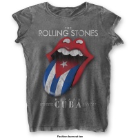 The Rolling Stones - Havana Cuba Bo Ladies T-Shirt - Charcoal Photo