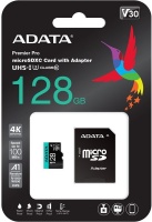 ADATA - Premier Pro 128GB MicroSDXC UHS-I U3 V30 Class 10 A2 MircoSD Memory Card with Adapter Photo