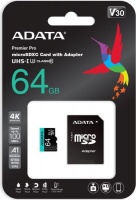 ADATA - 64GB Premier Pro microSDXC/SDHC UHS-I U3 Class 10 with Adapter Memory Card Photo