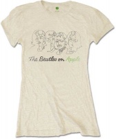 Apple The Beatles - Outline Faces On Ladies T-Shirt - Sand Photo