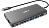 Unitek uHUB O8 8-in-1 USB 3.1 Type-C Hub with Power Delivery 100w - Black Photo