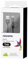 ADATA Micro USB/USB-C 2.0 Sync Charge Cable 2-in-1 100cm - Black Photo
