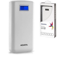 ADATA S20000D 20000mAh Power Bank with Digital Display for Charging Status LED Flashlight - White Photo