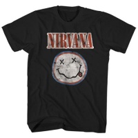 Nirvana - Distressed Logo Menâ€™s Black T-Shirt Photo