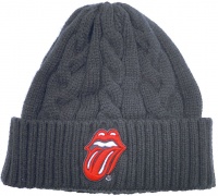 The Rolling Stones - Classic Tongue Cable-Knit Beanie - Black Photo