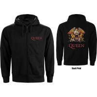 Queen - Classic Crest Back Print Ladies Zip Hoodie - Black Photo