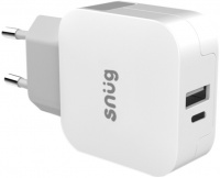 Snug 2-Port 30 watt USB Type-C and Type-A PD Wall Charger - White Photo