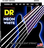 DR NWB6-30 Neon White 30-125 Medium 6-String Nickel Plated Steel White Coated Bass Guitar Strings Photo