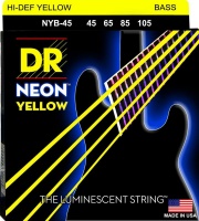 DR NYB-45 Neon Yellow 45-105 Medium Nickel Plated Steel Yellow Coated Bass Guitar Strings Photo