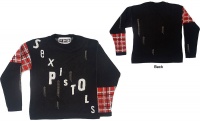 Sex Pistols - Distressed Tartan Logo Men's Sweatshirts - Black Photo