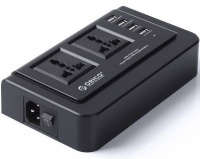 Orico 4-Port USB Charger With Dual 3-Pin Power Socket - Black Photo