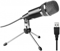 Fifine - K668 Uni-Directional USB Condensor Microphone with Tripod - Black Photo