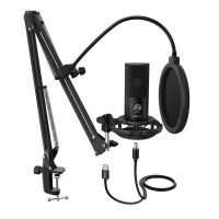 Fifine - T669 Cardioid USB Condensor Microphone Arm Desk Mount Kit - Black Photo