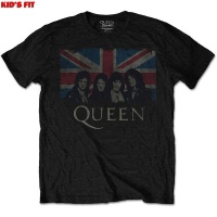 Queen - Vintage Union Jack Boys T-Shirt - Black Photo