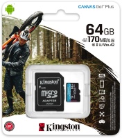 Kingston Technology - 64GB microSDXC Canvas Go Plus 170MB/s Read UHS-I C10 U3 V30 A2/A1 Memory Card Adapter Photo