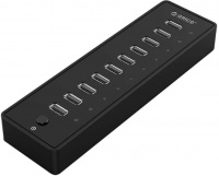 Orico - 10 Port USB 2.0 Hub with 30W Power Supply - Black Photo