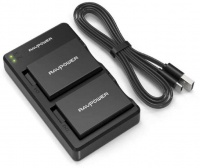 RAVPower - 2x 2000mAh Replacement Batteries for Canon LP-E8 With Charger Set - Black Photo