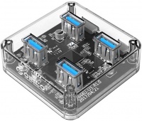 Orico - 4 Port USB 3.0 Transparent Hub with 100cm Micro USB 3.0 Type-B Cable Photo