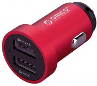 Orico - Dual Port Mini USB Car Charger - Red Photo