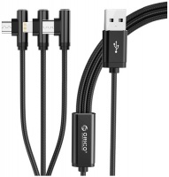 Orico - Right-Angled 3-in-1 USB to Lightning|TypeC|Micro USB Cable â€“ Black Photo