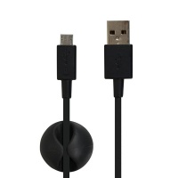Port Designs - Micro-USB Cable and Cable Holder - Black Photo