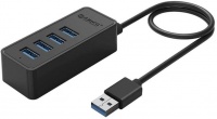 Orico - 4 Port USB 3.0 HUB with 30cm cable - Black Photo