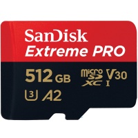 Sandisk Extreme Pro MicroSDXC 512GB with SD Adapter A2 C10 V30 UHS-I U3 Photo
