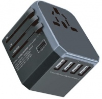 Gizzu Quad-USB Type-C 5.6A Universal Travel Adapter - Black Photo