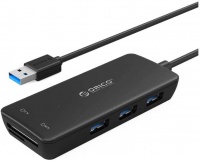 Orico - 3 Port USB 3.0 Hub With TF and SD Card Reader - Black Photo