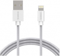 Orico Nylon USB 2.0 to Lightning Apple Charge & Sync Cable 1m - Silver Photo