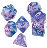Sirius Dice - Set of 7 Polyhedral Dice - Violet Betta & Silver Photo